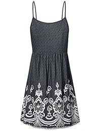 Misswor vestido de playa de verano para mujer con estampado floral y tirantes de espagueti