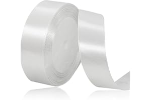 HLOMVE Solid Color White Satin Ribbon, 1 Inches x 25 Yards Fabric Satin Ribbon for Gift Wrapping, Crafts, Hair Bows Making, Wreath, Wedding Party Decoration and Other Sewing Projects
