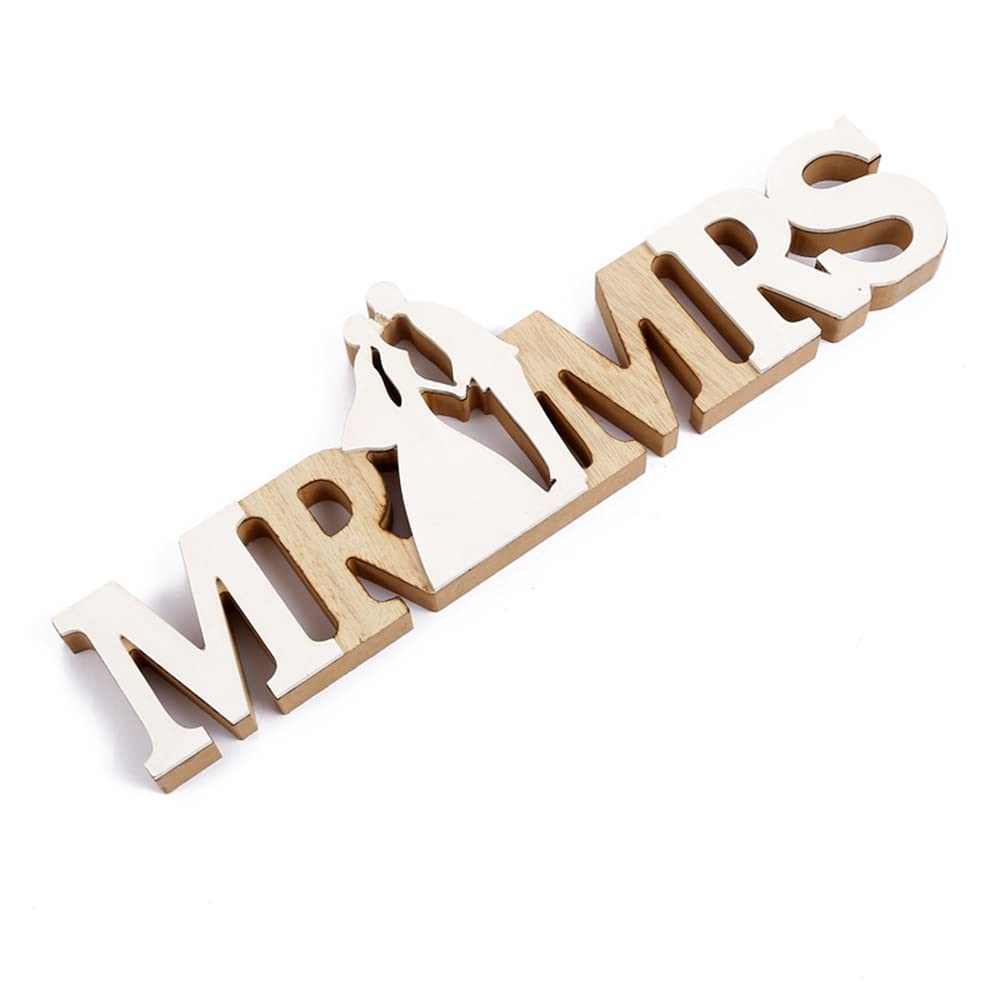 MR & MRS Wooden Letters Decoration Letter Decoration Wedding Decorations Decorative Letters Registry Office Gifts Decoration for Ceremony Wedding Party Home Photo Props Table Decoration No Love