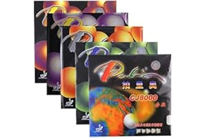 GREENPOINTSELECT 2pcs Palio CJ8000 Table Tennis pingpong Rubber with Sponge Arc Loop Fast Attack pimples-in 1 red + 1 Black (2pcs 45-47degree)