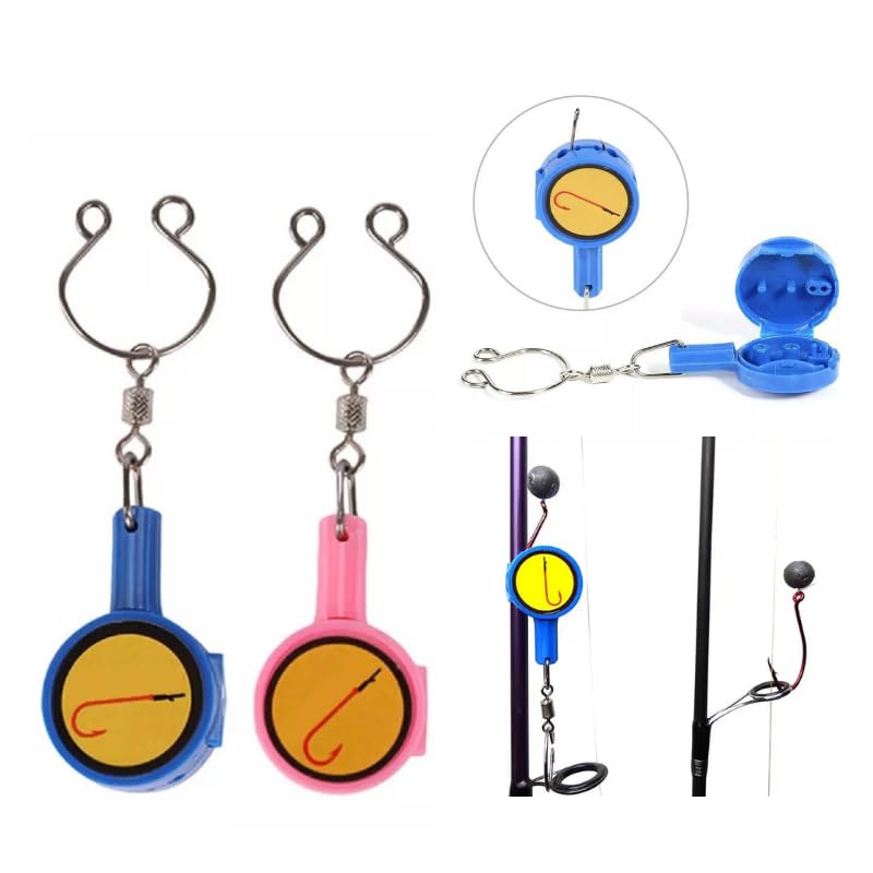 Pack of 2 Fishing Knot Tying Tool | Fishing Hook Tying Tool, Cover Fishing Hooks While Tying Strong Fishing Knots, Fishing Accessories for Beginner Anglers, Fishing Gear Gifts for Men (Blue + Pink)