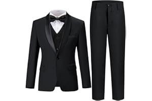 HUEZOE Boys Suits Slim Fit Tuxedos for Kids Ring Bearer Outfits Wedding Dresswear Suit for Boy Formal