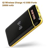 Wireless Charger Mobile Power, 20000mAh External Battery, Qi (Wireless Power Alliance) for iPhone X XS XR iPhone 8 iPhone 8plus Samsung Galaxy S8 Note 8. Portable Charger. Black