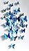 Amaonm® 120pcs 10 Packages Removable 3D Butterfly Blue Stickers Making Wall Decal DIY Wall Stickers Decals Crafts Butterflies Home Decorations for Boy's and Girl's Room Bedroom Living Room (Blue) …