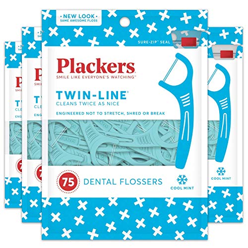 Plackers TwinLine Dental Floss Picks, 75 Count (Pack of 4) Pricepulse