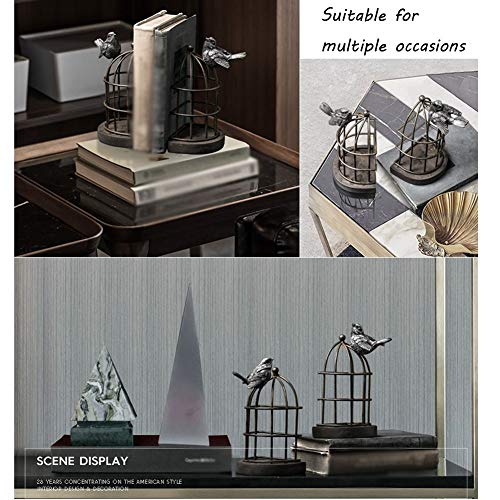 Desktop Decoration Metal Bookends , Shelves Retro Birdcage Handicrafts,Office Or Study Room Home Shelf Decorative