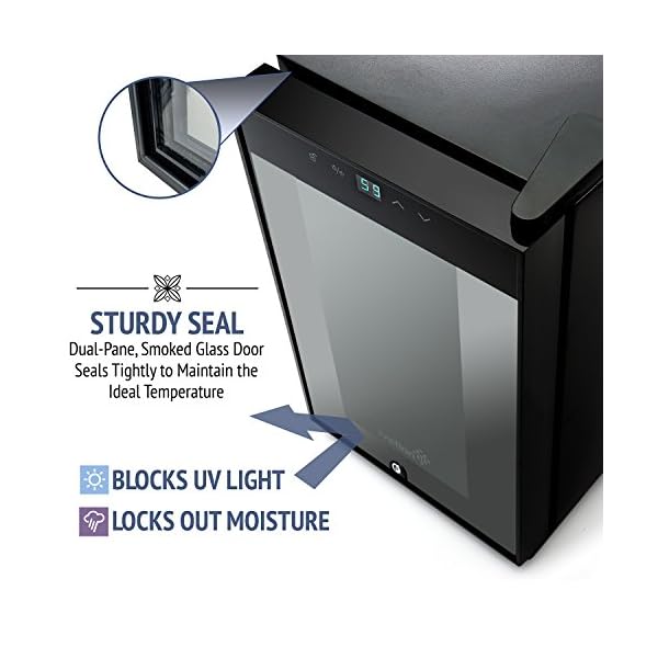 Ivation-12-Bottle-Thermoelectric-Wine-CoolerChiller-Door-Lock-Counter-Top-Red-White-Wine-Cellar-wDigital-Temperature-Display-Freestanding-Refrigerator-Smoked-Glass-Door-Quiet-Operation-Fridge