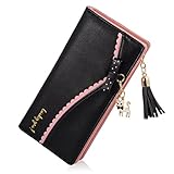 Women's Wallet Long Pu Leather Zipper Cute Bowknot Coin Card Holder With Pendant