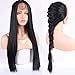 Andria Hair Lace Front Synthetic Wigs Long Straight Heat Resistant Hair Pre Plucked Wig with Baby Hair Bleached Knots for Women Black Hair 20