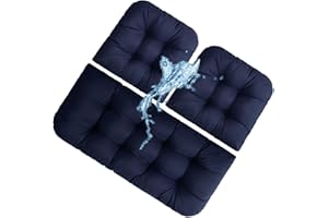 GHKWXUE Patio Wicker Cushions Outdoor/Indoor patio waterproof 3 Piece Loveseat Cushion Set All-Thickened Swing Cushions 2-3 Seater,1 Loveseat Cushion 43”x20” & 2 U-Shape Cushion 19”x19”& Dark blue