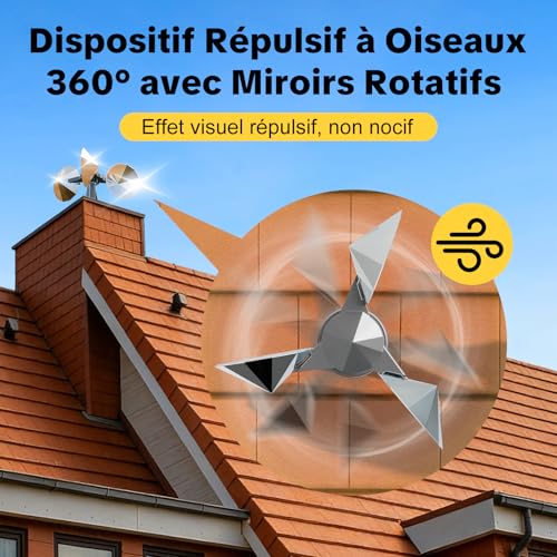 OFFO Bird Scarer, Anti Pigeon for Balcony, 360° Reflection, Anti-Pigeon Windmill Reflective, Pigeon Repellent, Pigeon Scarer for Garden, Roof, Balcony