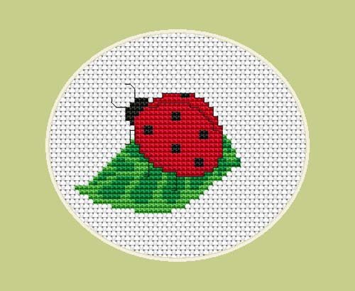 Luca-S B1064 Ladybird Cross Stitch Kit, Cotton, Multi-Colour, 5.6 x 5 cm