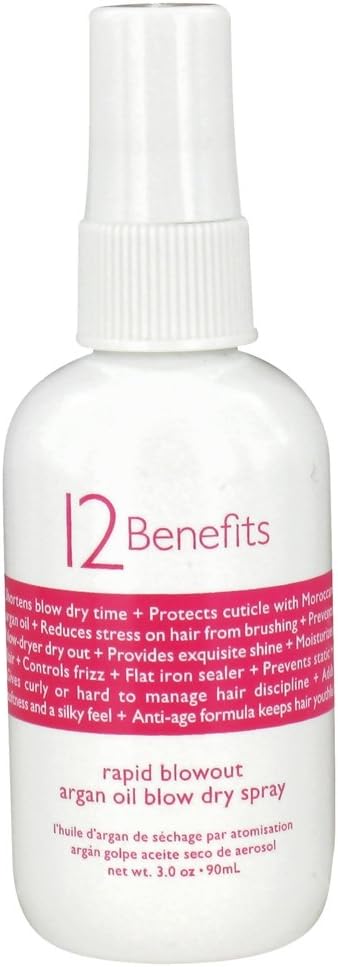 12 Benefits - Rapid Blowout Argan Oil Blow Dry Spray - 3 oz. CLEARANCE PRICED
