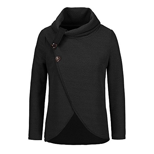 UONQD Women Long Sleeve Solid Sweatshirt Pullover Tops Blouse Shirt(XX-Large,Black)