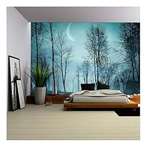 Night Forest in Vintage Background