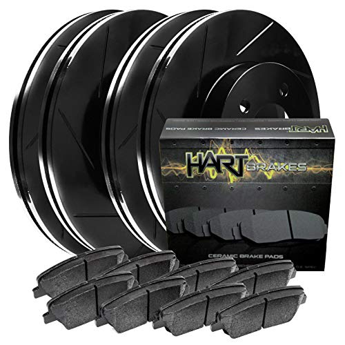 Fits 2013-2017 Chevrolet Trax Front Rear Black Slotted Brake Rotors+Ceramic Pads