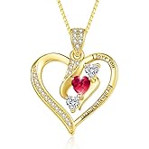 CupidGift Heart Necklaces for Women 14K 18K Gold Plated Dainty Heart Birthstone Necklace Everyday Jewelry Anniversary Christmas Birthday Gifts for Wife Mom