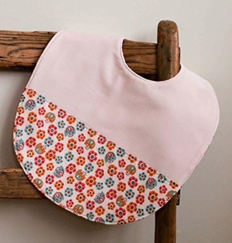 Reversible Baby Feeding Bib, Pretty Flowers in Pink, Orange and Aqua, Organic Cotton