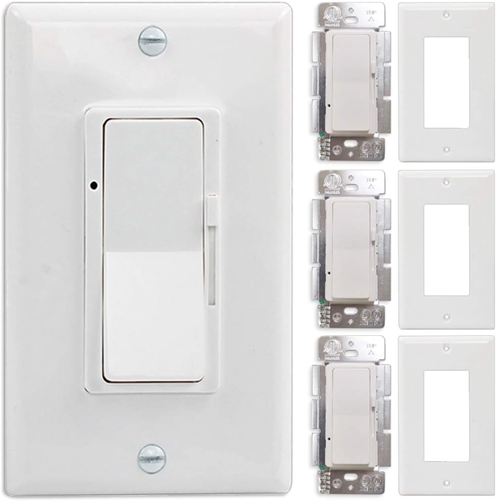 Wall Switch, On/Off LED Dimmer Switch for Dimmable LED Panel Lights, CFL, Halogen and Incandescent Bulbs, with Wallplate, Single-Pole/3-Way, ETL Listed: Industrial & Scientific