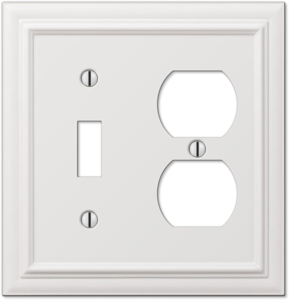 Amerelle Continental Single Toggle/Single Duplex Cast Metal Wallplate in White