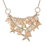 Fashewelry Sea Shell Bib Beach Necklaces Starfish Pearl Statement Chunky Necklace Pendant