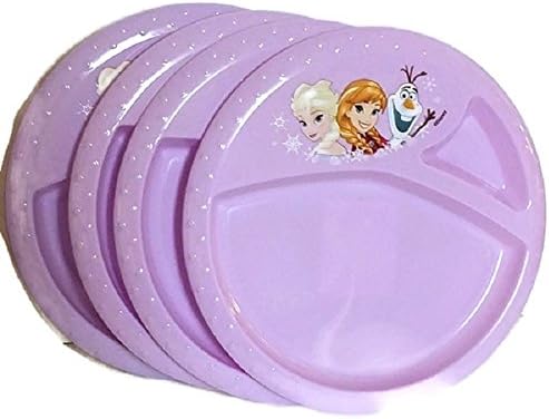 Frozen 4 Piece Toddler Plate Set Purple With Graphic Of Elsa And Ana BPA Free