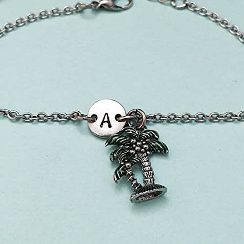 Palm trees charm bracelet, palm trees charm, adjustable