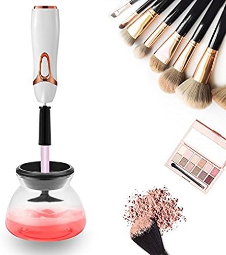 Makeup Brush Cleaner - Deep Clean and Dry All Size Makeup Brushes 360 Degree Rotation with 8 Rubber Collars In Seconds