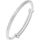 925 Sterling Silver Bangle Bracelets for Women, Handmade Adjustable Bangles Fashion Jewelry Bracelet Valentine Mothers day Gift