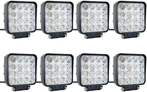 8 pcs one pack 48w 30 Degree LED flood Beam Lights Square Off-road bulb lamp light fog lighting exterior For Jeep Cabin/Boat/SUV/Truck/Car/ATV/Vehicles/automative/jeep