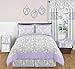 Sweet Jojo Designs Lavender, Gray and White Damask Print Elizabeth Lamp Shade for Girl Bedding Set Collection