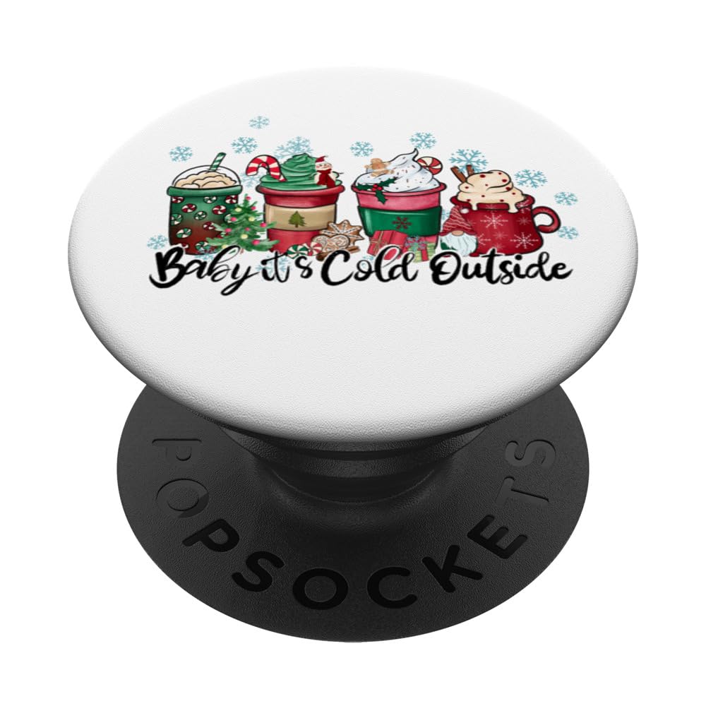 Baby It's Cold Outside Cute Hot Chocolate Christmas PopSockets Swappable PopGrip