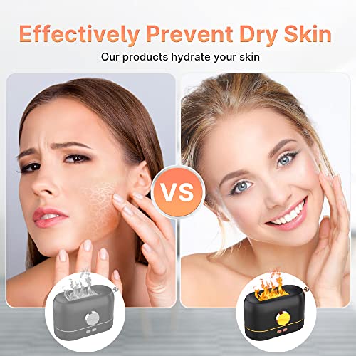 TFNN Flame Diffuser for Essential Oils, 200ml Multi-Color Flame Humidifier, Aroma Diffuser with No-Water Auto-Off Protection for Home Yoga Office Bathroom(Black)