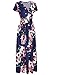 OUGES Women's V-Neck Pattern Pocket Maxi Long Dress(Floral-7,S) Red Flowers