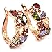 FC JORY Rose Gold Plated Prongs Crystal CZ Cubic Zirconia Multi-color Hoop U Pear Earrings
