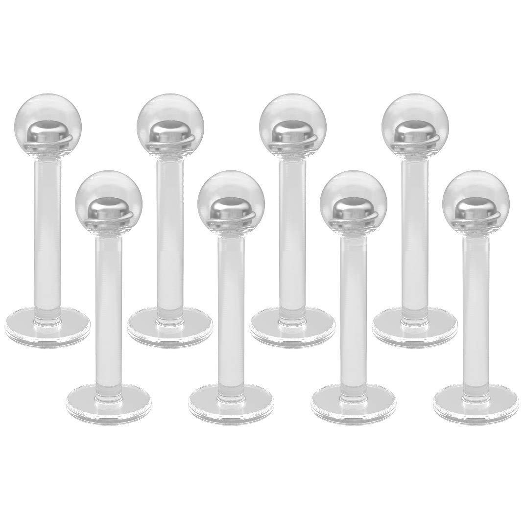 Bling Piercing 8pc Bulk Lot 16g 1.2mm Clear Black Lip Ring Studs 3mm Ball Medusa Snakebites Earring Monroe Jewellery 8mm