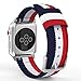 MoKo Band for Apple Watch Series 3 Bands, Fine Woven Nylon Adjustable Replacement Band Sport Strap for iWatch 38mm 2017 series 3 / 2 / 1, Blue & White & Red (Not fit 42mm Versions)