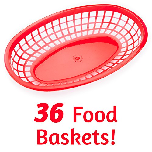 Large Red Plastic Food Baskets by Pudgy Pedro's Party Supplies (36-pack)