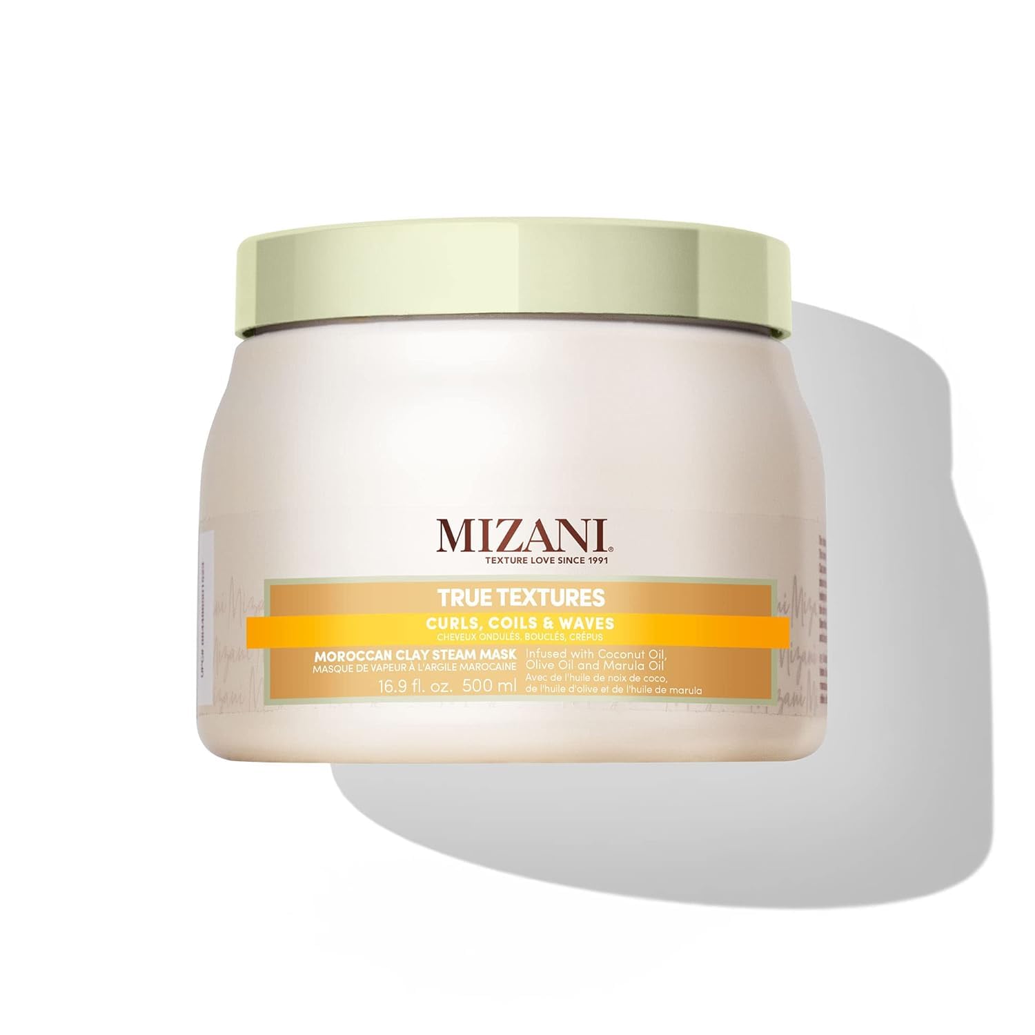 Mizani Moroccan Clay Steam Mask, Designed For Dry Curls or Tight Coils, Moisturising Formula With Moroccan Clay, Reveals Hair's Natural Softness, True Textures Moroccan Clay Steam Mask, 500ml