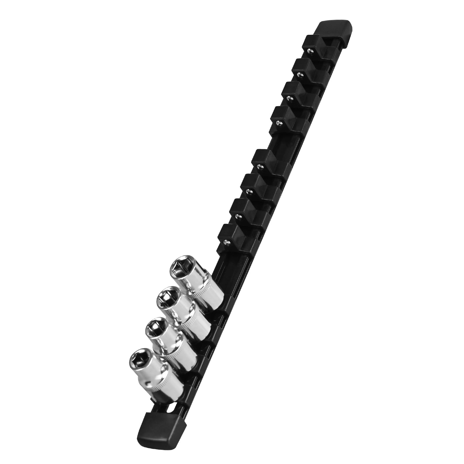Photo 1 of EGOFIX Socket Organizer, 1/2-Inch Drive Heavy Duty Socket Holder Kit ABS, Socket Rail 1/2-Inch x 12 Clips Black