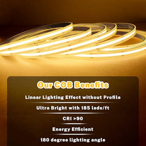 TENDIST White COB LED Strip Light WiFi Alexa Compatible, 3000k to 6500k Warm White to Cool White Dimmable Ultra Bright COB Strip, Cabinets Lighting with Remote and App for Kitchen, Bedroom (7M)