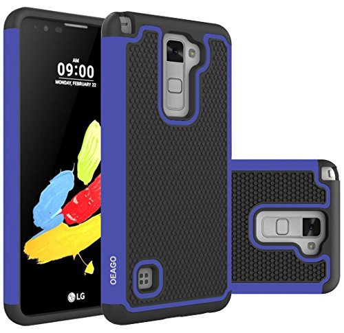 LG Stylo 2 Case, LG Stylo 2 V Case, OEAGO [Drop Protection] [Shock Proof] - Hybrid Dual Layer Rubber Plastic Impact Defender Hard Case Cover Shell for LG Stylo 2 / LG Stylo 2 V / LG Stylus 2 - Blue