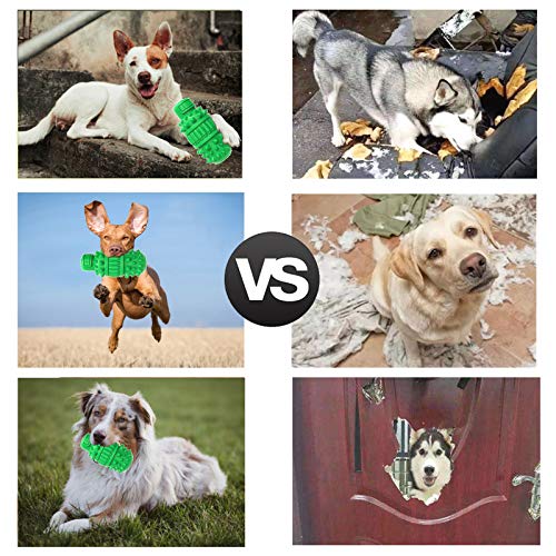 GeLar Dog Squeak Toy for Aggressive Chewers, Indestructible Tough Dog Toys Toothbrush Chew Toy - Dog Teeth Cleaning Stick for Large/Medium Breed - Durable Natural Rubber, Milk Flavor (Green)