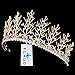 FUMUD Vintage Wedding Bridal Rhinestone pearl Gold Headband Crown Tiara Hair Accessories (Gold)