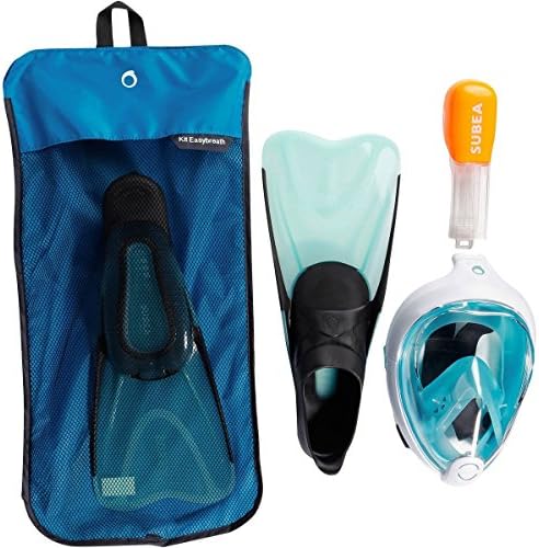 （2017 New style）Tribord SUBEA Easybreath Snorkel Mask+fins Combination suit.180° Panoramic Full Face Design.The Red Dot Award winning products (FINS-EU-40/41 Mask-SM)
