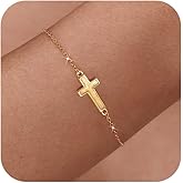 SUYACS 14k Gold Plated Cross Bracelet for Women Dainty 925 Sterling Silver Cubic Zirconia Link Chain Bracelets Religious Christian Birthday Jewelry Gifts for Mom to Daughter