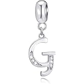 CRISNATA 26 Letter Pendant Charms, Polished 925 Sterling Silver Complete Initial A-Z Dangling CZ Stone Alphabet Beads, fits European Bracelet Necklace, Gift for Mother/Father/Daughter/Son/Sister/Aunt