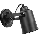 kylynly Industrial Track Lighting Ceiling Spotlight, Matt Black Vintage Wall Mount Lights, Rotate Head, Hardwired No Plug, E2