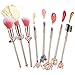NEEDOON 8pcs Cute Pink Makeup Brushes Set with Gift Bag, Magical Girl Cute Make Up Tools with Thick Brush, Cosmetic Cardcaptor Face Brush with Pouch Valentine Day Gift for Girlfriend