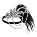 BABEYOND 1920s Flapper Headband Roaring 20s Great Gatsby Headpiece Black Feather Headband 1920s Flapper Gatsby Hair Accessories for Party Prom